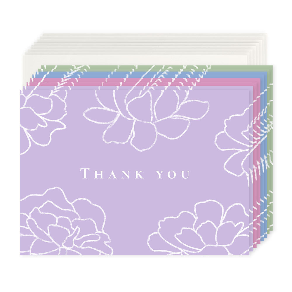 Floral Line Art Thank You Card Set