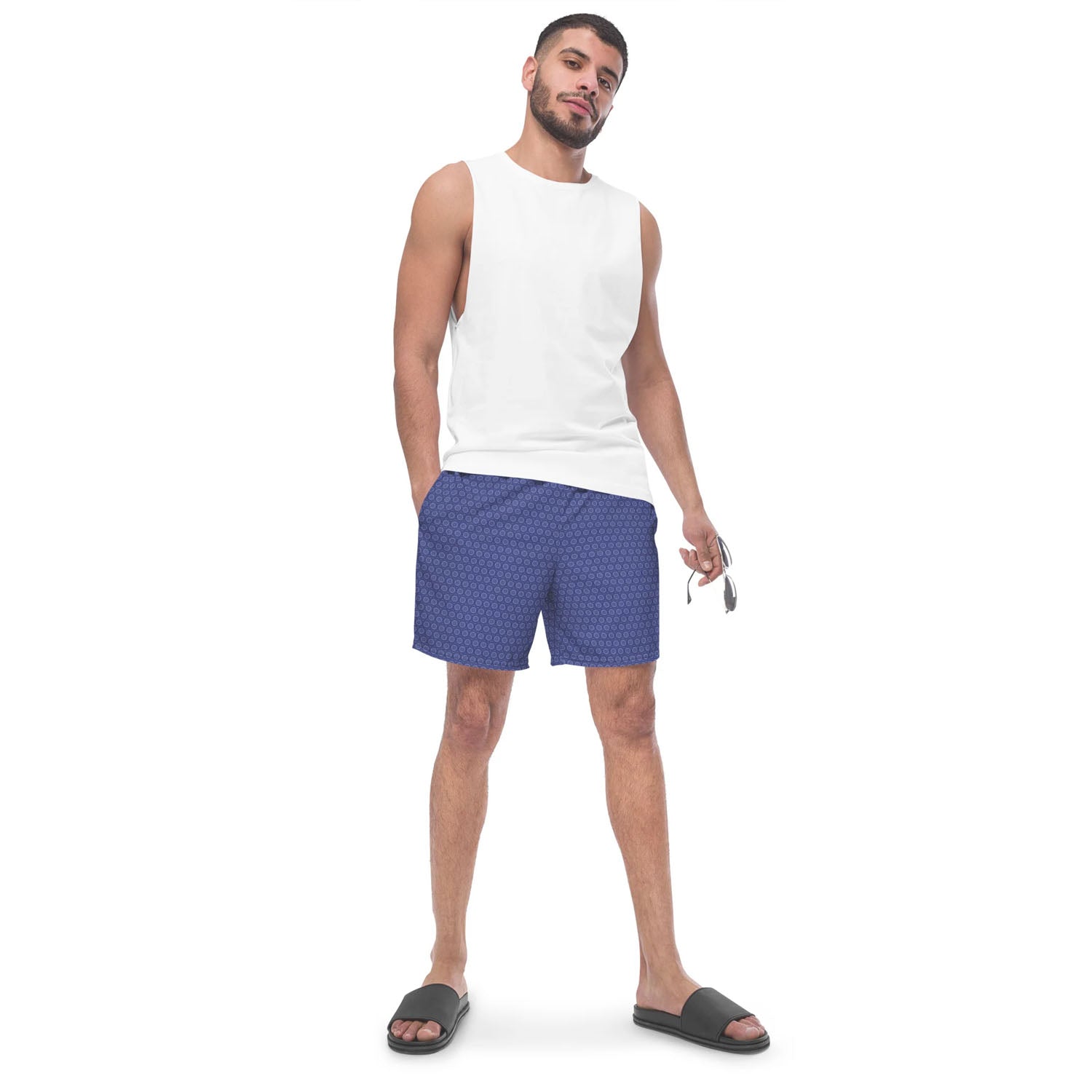 Blue Mediterranean Tile Recycled Swim Trunks